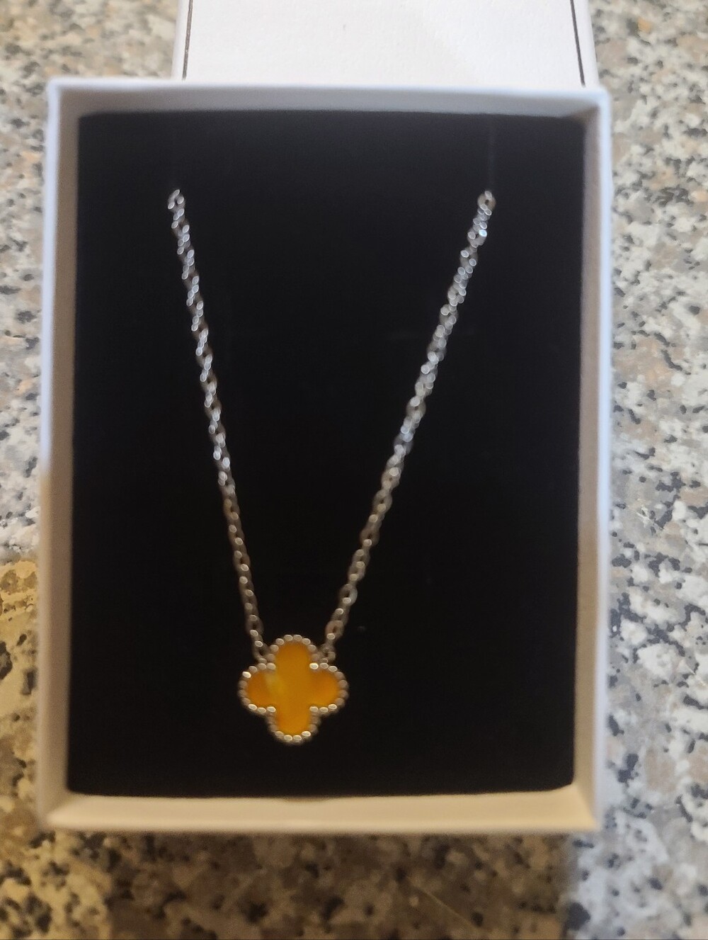 Stainless Steel Yellow Clover Pendant Necklace - Women Jewelry